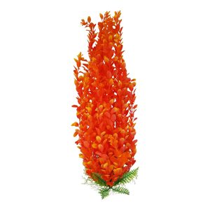 22cm - 25cm Plastic Plants, 50-52cm Orange Full Leaf Aquarium Plastic Plant